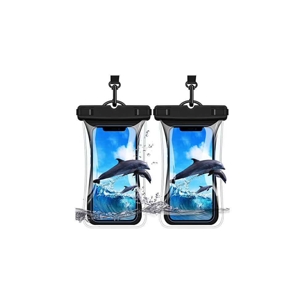 Waterproof Phone Pouch, [Super Buoyancy] 2 Pack IPX8 Floating Waterproof Phone Case With Lanyard, Underwater Dry Bag For Diving Compatible With iPhone