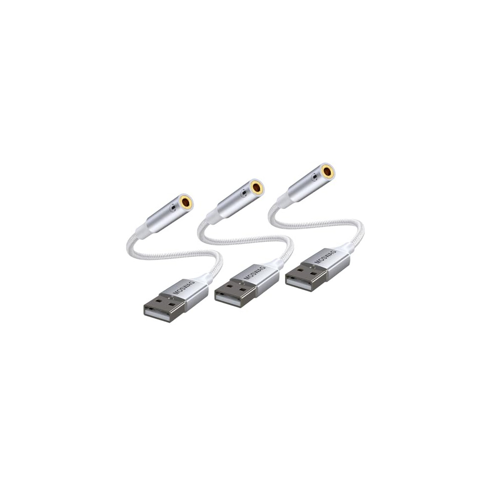 Usb To Audio Jack Adapter (3 Pack),External Sound Card Jack Audio Adapter With 3.5Mm Aux Stereo Converter Compatible With 727376793830