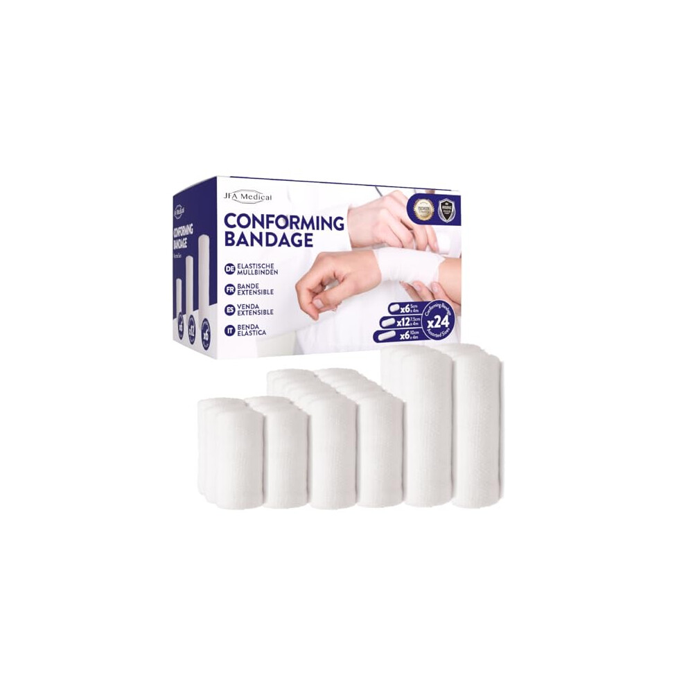 Jfa Medical Assorted Conforming Bandages, Gauze Bandage Roll - Box Of 24