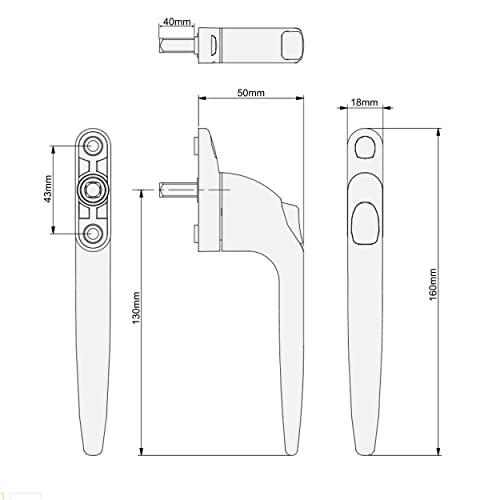 Yale YES-WINH-WH Essentials Inline Replacement Window Handle, Universal Espag, for UPVC Windows, Key Locking, White Finish, 40 mm 1