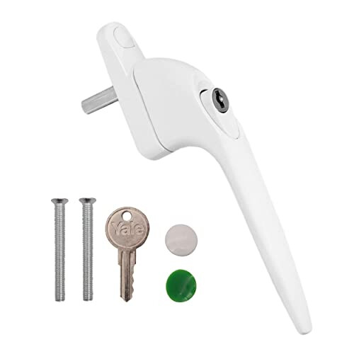 YES-WINH-WH Essentials Inline Replacement Window Handle, Universal Espag, for UPVC Windows, Key Locking, White Finish, 40 mm