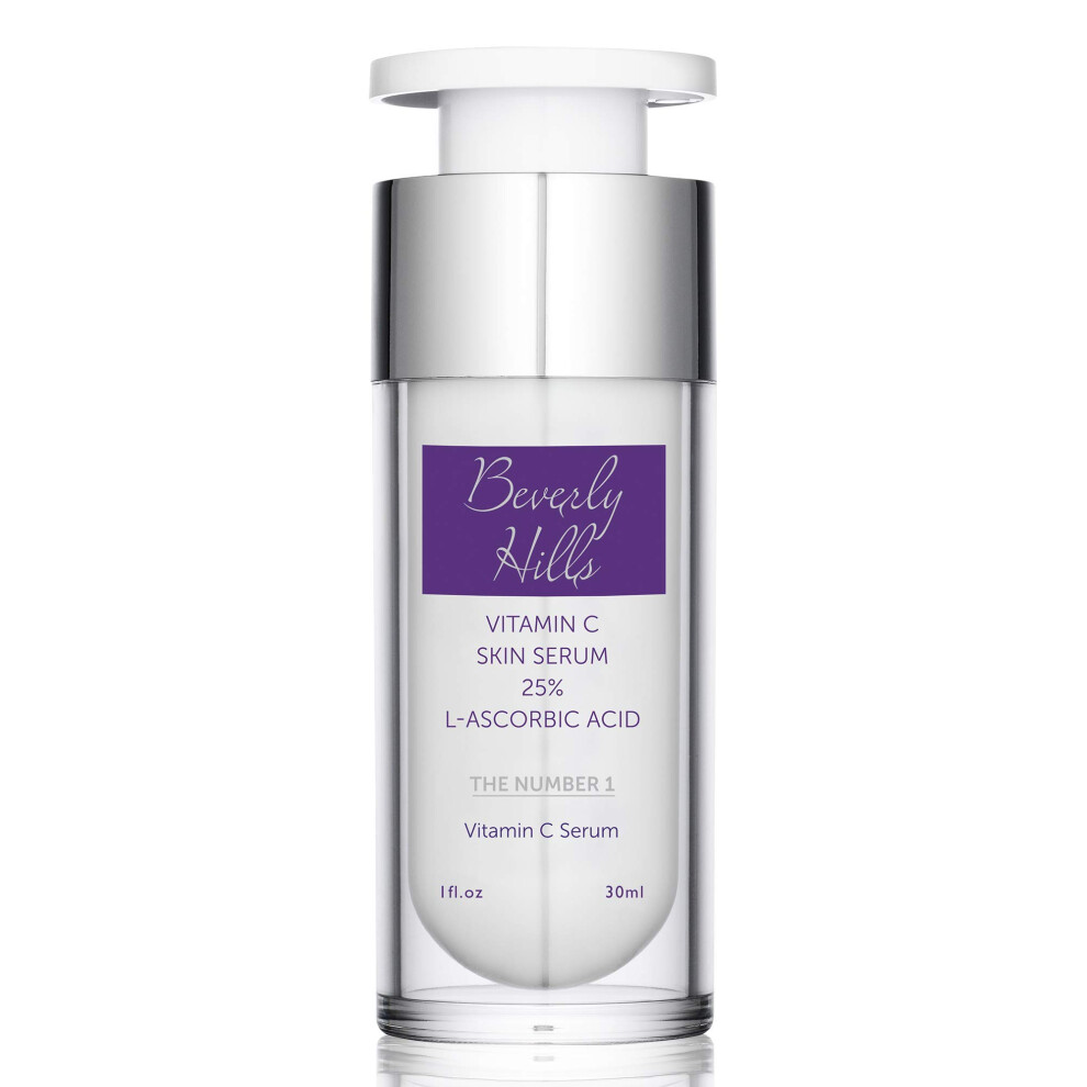 Beverly Hills Anti Aging Vitamin C Serum (25%) For Face With Hyaluronic Acid & L-Ascorbic Acid For Hyperpigmentation & Collagen Production | Vit C Face Serum For