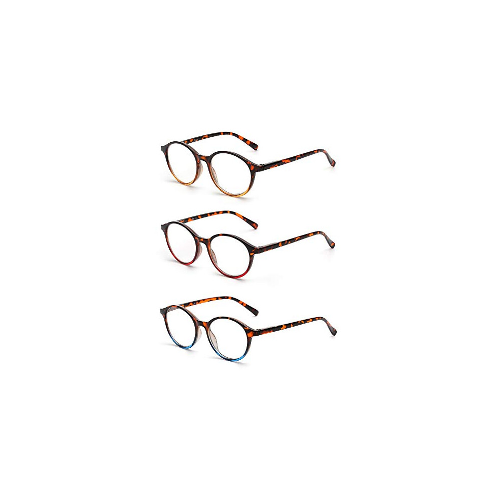 Jm 3 Pack Vintage Round Reading Glasses Spring Hinge Glasses For Reader Men Women +2.5 Mix Color
