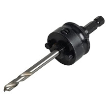 A10E Hole Saws Arbor - 32-210mm Quick Hitch Screw Thread Hex Shank Arbor with 6.35mm High Speed Pilot Drill Bit - Quick Change Mandrel