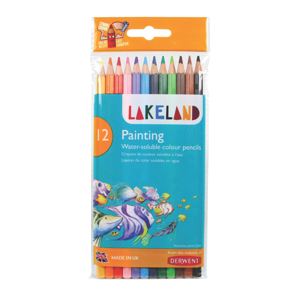 Lakeland Watercolour Painting Pencils, Set of 12, School or Home Use, 33254