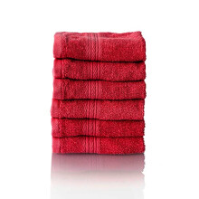set of terry hand towels, range of soft and highly absorbent towels, OEKOTEX 100 certified, 5 colours & 5 sizes, colour: RED, 6 x face towels 30 x 30
