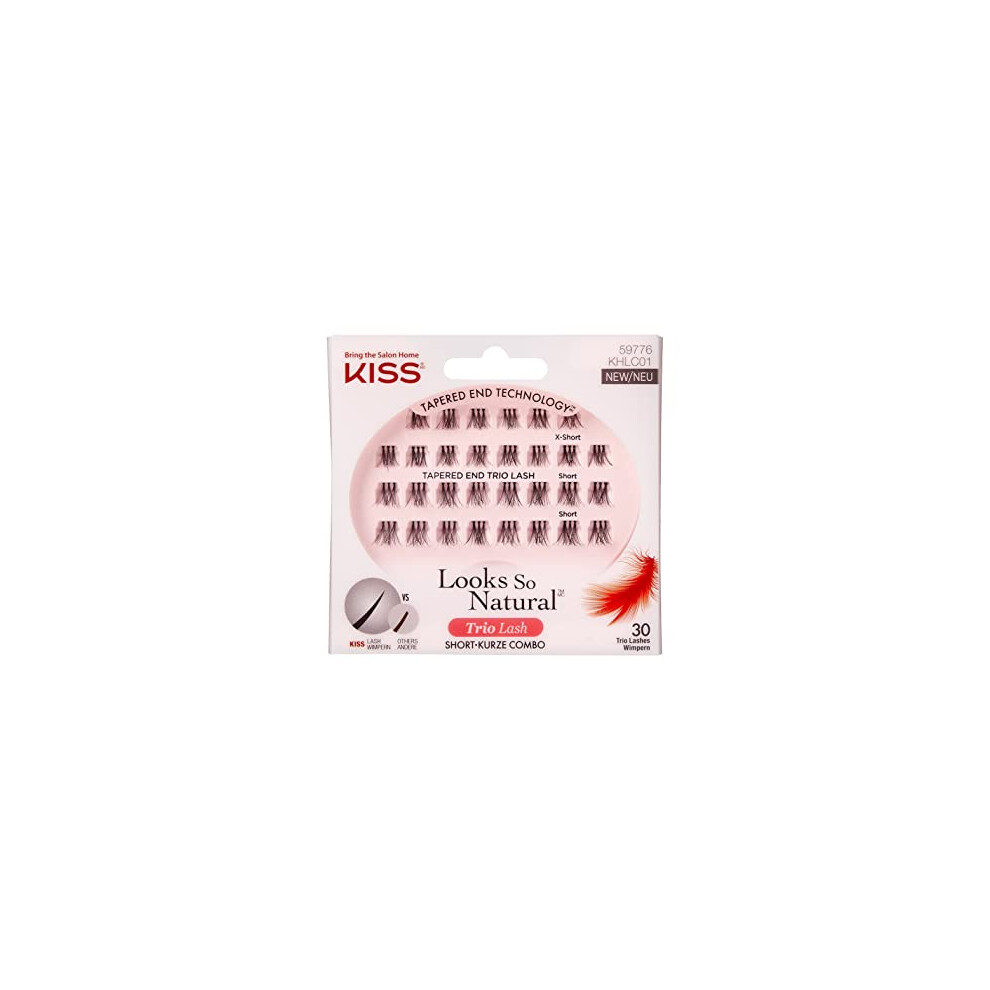 Kiss Haute Couture Collection 30 Trio Lashes In Various Lengths, Short Combo, Natural Premium Fake Eyelashes Includes Lash Glue