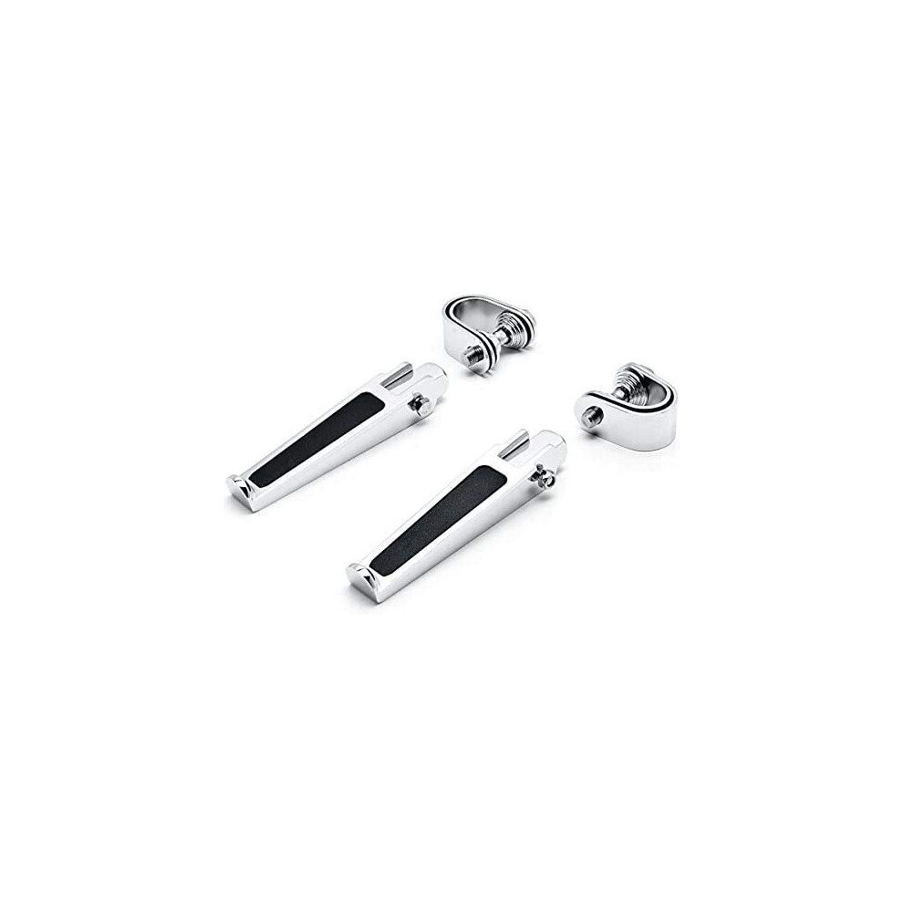 A Pair Motorcycle Highway Foot Pegs With Engine Guard Foot Peg Clamps - Silver 703355231883