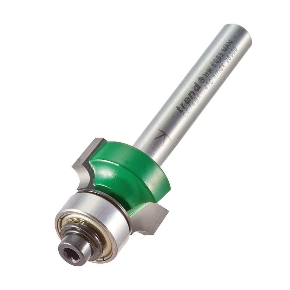 CraftPro Guided Rounded Over Router Cutter Bit, 1/4 Inch Shank, 3mm Radius and 9.5mm Cut Length, Tungsten Carbide Tipped, C074BX1/4TC