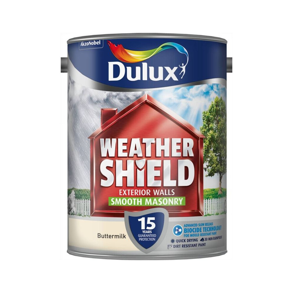 Dulux - Weathershield Smooth Masonry Paint 5L - Buttermilk