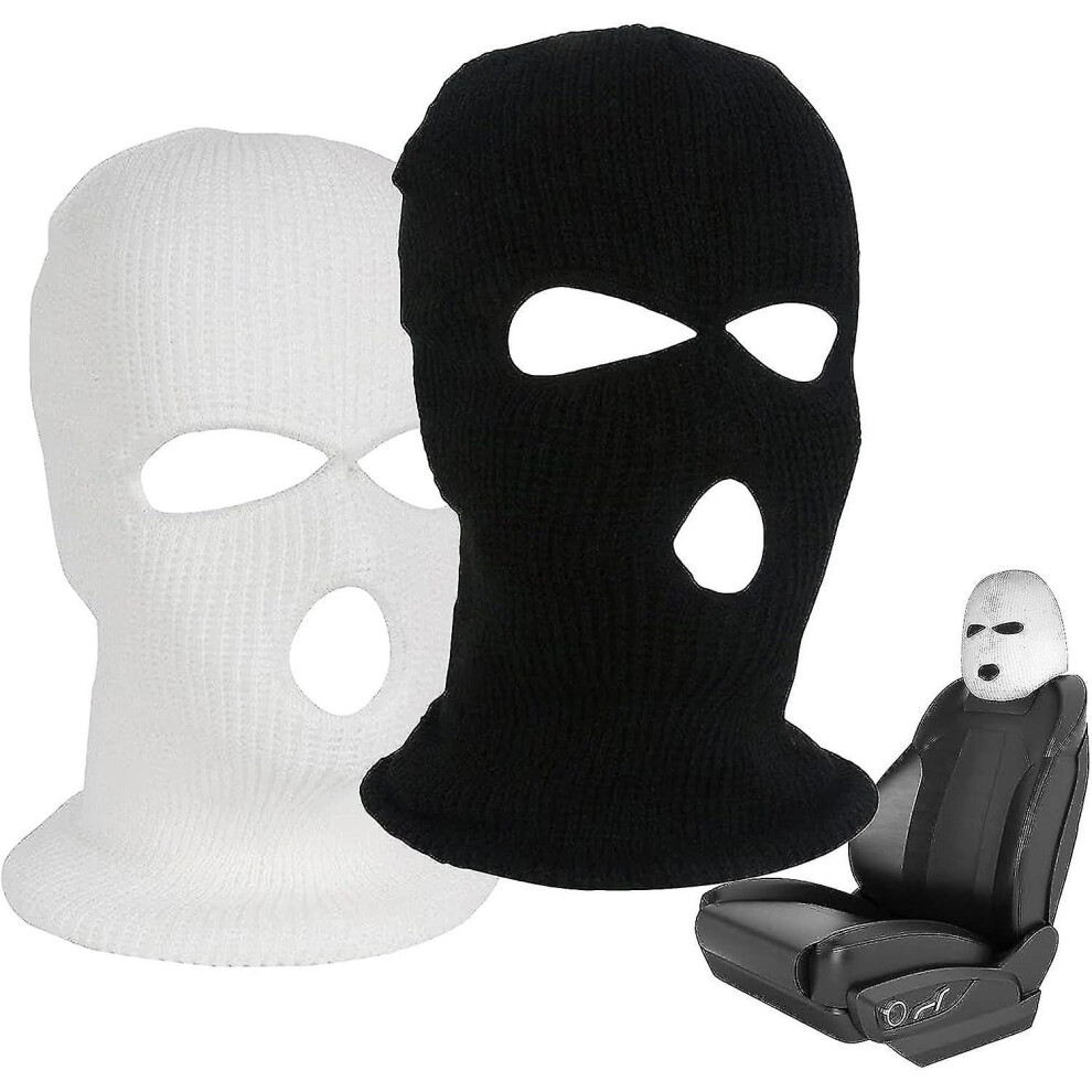 ( White) Universal Car Headrest Cover, 2Pcs Personalized Funny Hat For Car Seat Headcover, Halloween Car Front Seat Head Rest Protector Cover Black/White 5413367816354