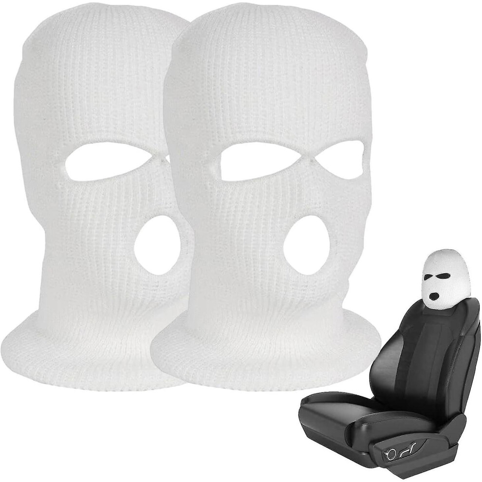 (White) Universal Car Headrest Cover, 2Pcs Personalized Funny Hat For Car Seat Headcover, Halloween Car Front Seat Head Rest Protector Cover White 5413367816361