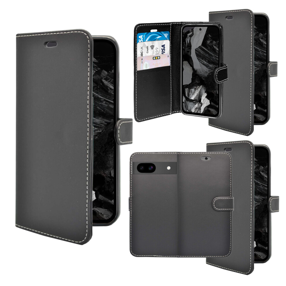 (Black) For Google Pixel 8A Wallet Flip Pu Leather Case Black 5060972628461