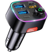 SYNCWIRE Bluetooth 5.3 FM Transmitter for Car, 48W Max Dual USB Black