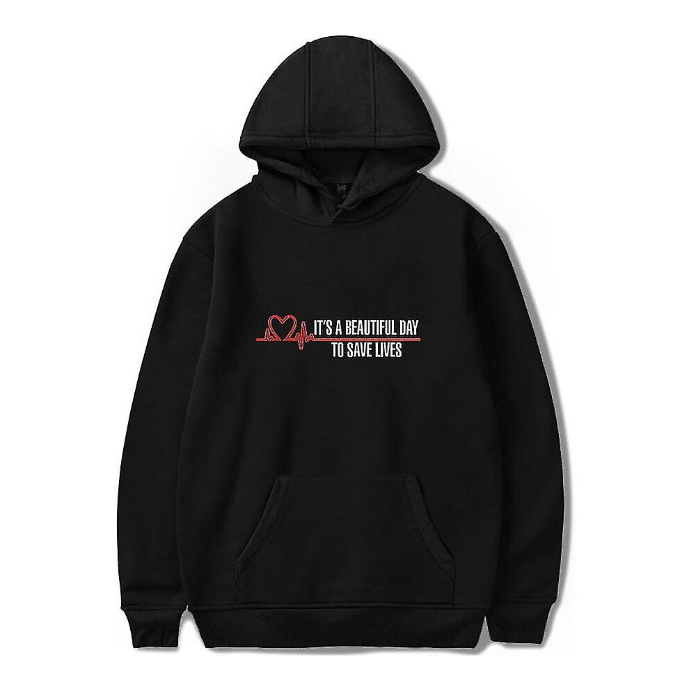 (Black, S) Grey's Anatomy American Drama Intern Hoodie Pullover Graphic Print Hoodies X