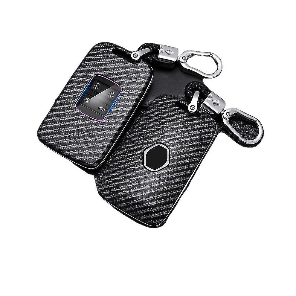 Black Carbon Fiber Car Key Case, Fit For Renault Koleos Kadjar Scenic Megane Sandero Espace Clio Captur Kangoo Laguna Talisman Twingo,