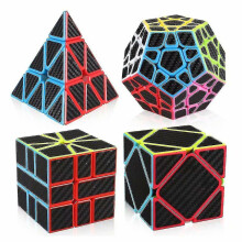 Carbon Fiber Speed Cube Set 3x3 Pyramid Megaminx 3x3x3 Skewb Square-1 Speed Cube Bundle Pack