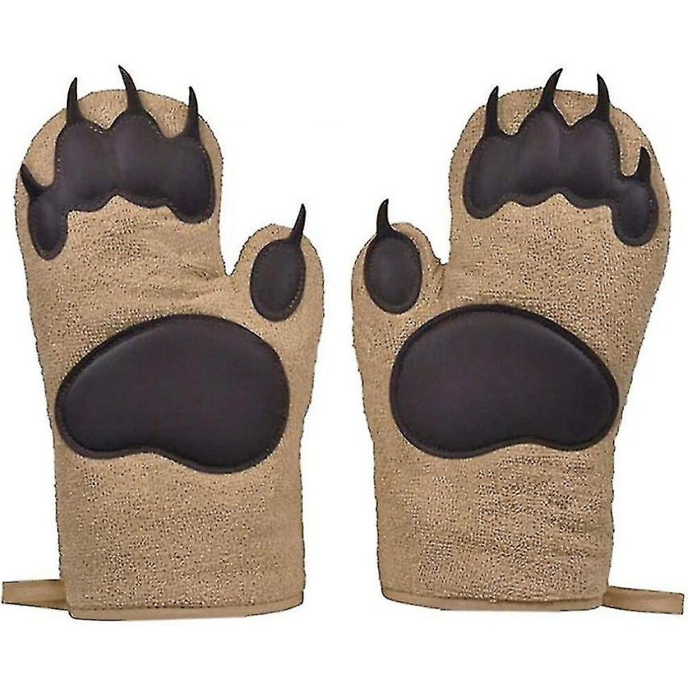Kitchen Baking Bbq Thickening Bear Paws Potholders And Oven Gloves, Oven Bear Hands Mitts, 1 Pair Set Of 2 (hy)