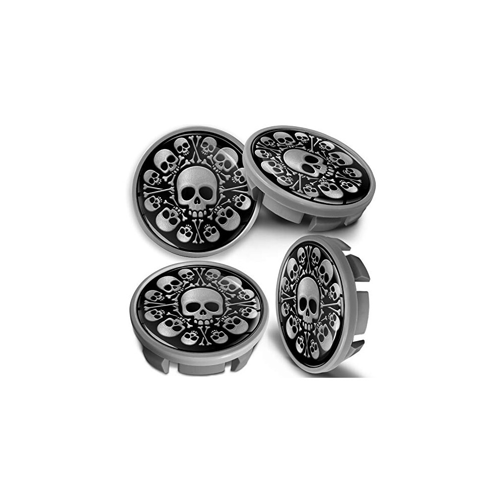 Compatible With Wheel Center Caps Vw 65Mm Centre Alloy Hubcaps Kull Bones Cvs 2 Silver/Black 9145546434689