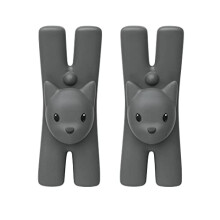 Lampo MMI32CS B - Set of 2 Magnetic Design Kitchen Clothespins, Thermoplastic Resin, Black