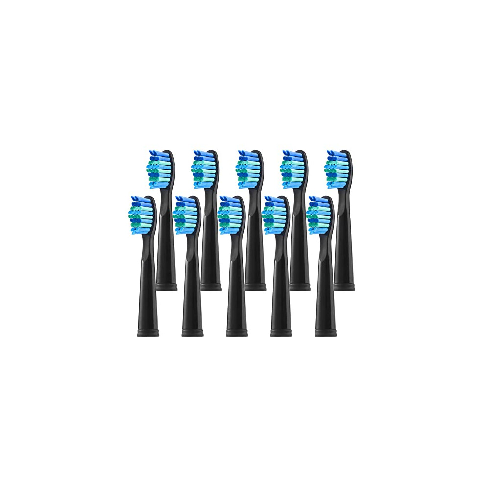 10pc Replacement Toothbrush Heads Compatible with Fairywill Toothbrush Heads Compatible with FW-507/508/551/515/917/959/2011,D1/D3/D7/D8(Black)