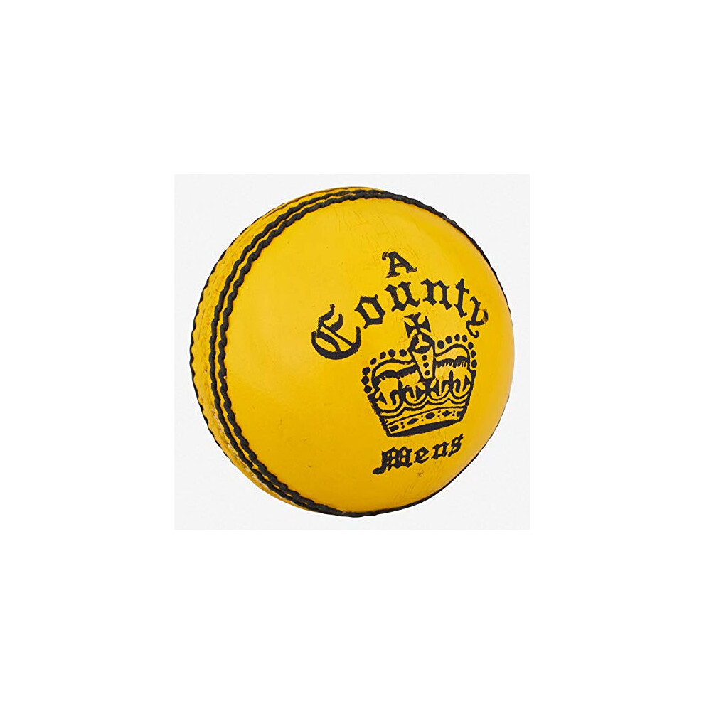 County Crown Cricket Ball 5.5oz, Yellow, Mens