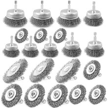 Wire Brush Wheel Cup Brush Set, 21Pcs Wire Brush for Drill 1/4 Inch Hex Shank Coarse Carbon Steel Crimped Wire Wheel for Removal of