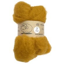 Carded Wool For Felting, Needle Felting Wool, Wool Batt, Craft Wool, Single Shade, 100 grams 3.5 Oz (Ginger (21))