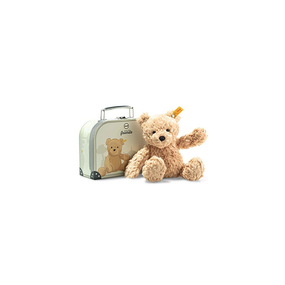 Cuddly Toy Bear Jimmy In Suitcase, Cute Stuffed Toy, Boys, Girls & Babies From 0 Months, Soft Cuddly Friends, Plush Toy 25 cm, Light Brown, 113918