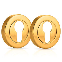 XFORT 2 Pack Euro Escutcheons Polished Brass, Escutcheon Keyhole Cover, Euro Door Lock Cover for Security and Protection from Key Damage, Durable