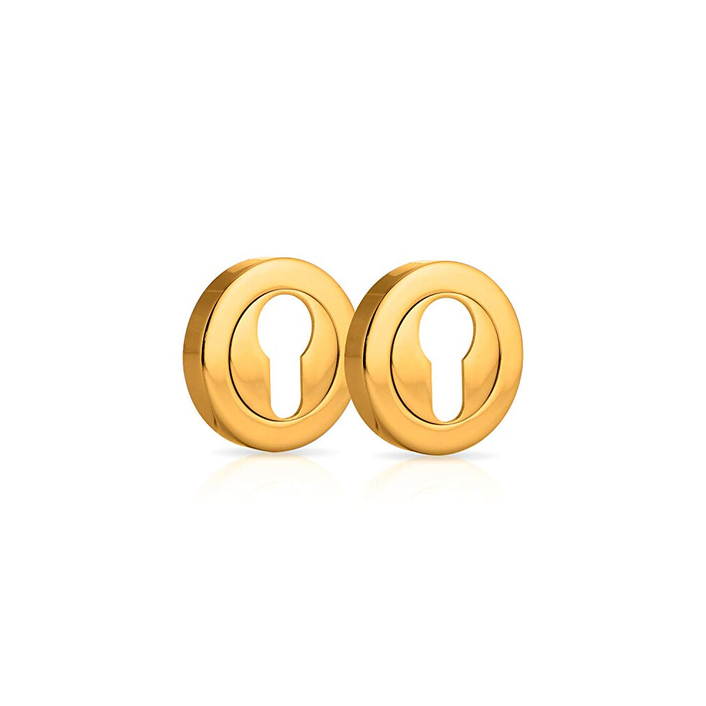 Xfort 2 Pack Euro Escutcheons Polished Brass, Escutcheon Keyhole Cover, Euro Door Lock Cover For Security And Protection From Key Damage, Durable 5060568906645
