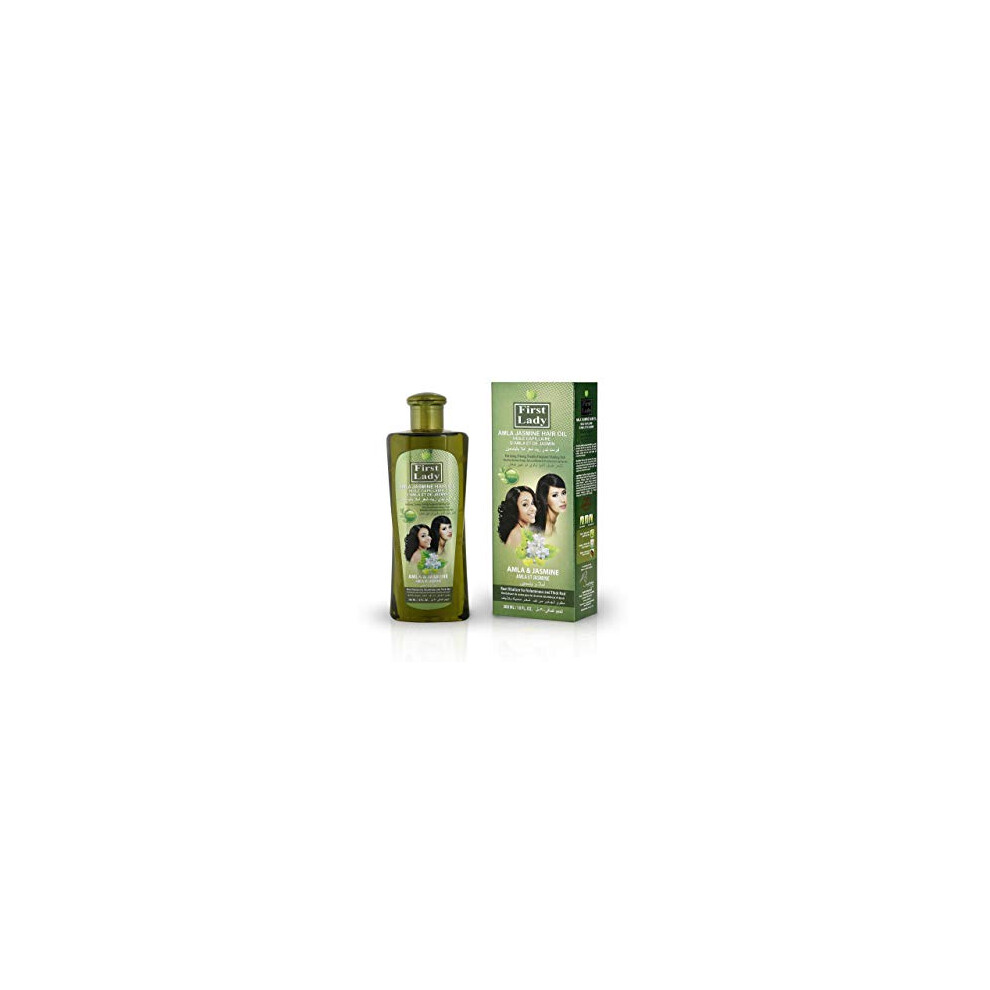First Lady Herbal (Ayurvedic) Amla Jasmine Hair Oil 300Ml Â For Long, Strong, Freshly Fragrant Shining Hair - For Afro Asian European Hair Types