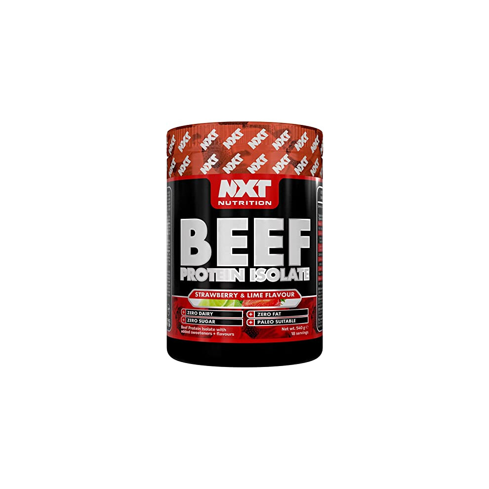 Nxt Nutrition Nxt Beef Protein Isolate 540G - High Protein Powder In Natural Amino Acids - Paleo, Keto Friendly - Dairy And Gluten Free | 540G (Strawberry & Lime)