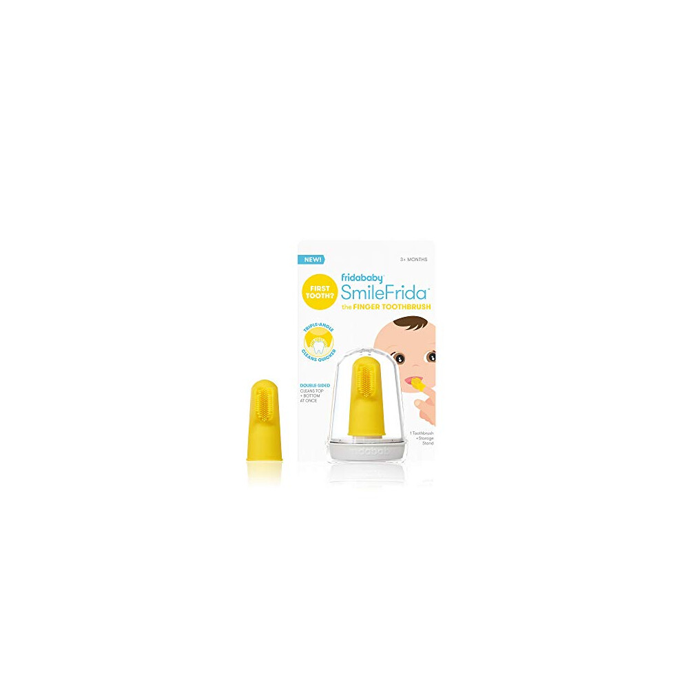 Baby's First Toothbrush With Case, Silicone, Bpa-Free - Smilefrida The Finger Toothbrush For Babies 3 Months And Up Fridababy