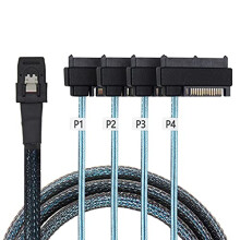 Internal 36 Pin Mini SAS SFF-8087 Host to 4 SFF-8482 Target SAS Hard Disk and SATA Power Cable 100cm