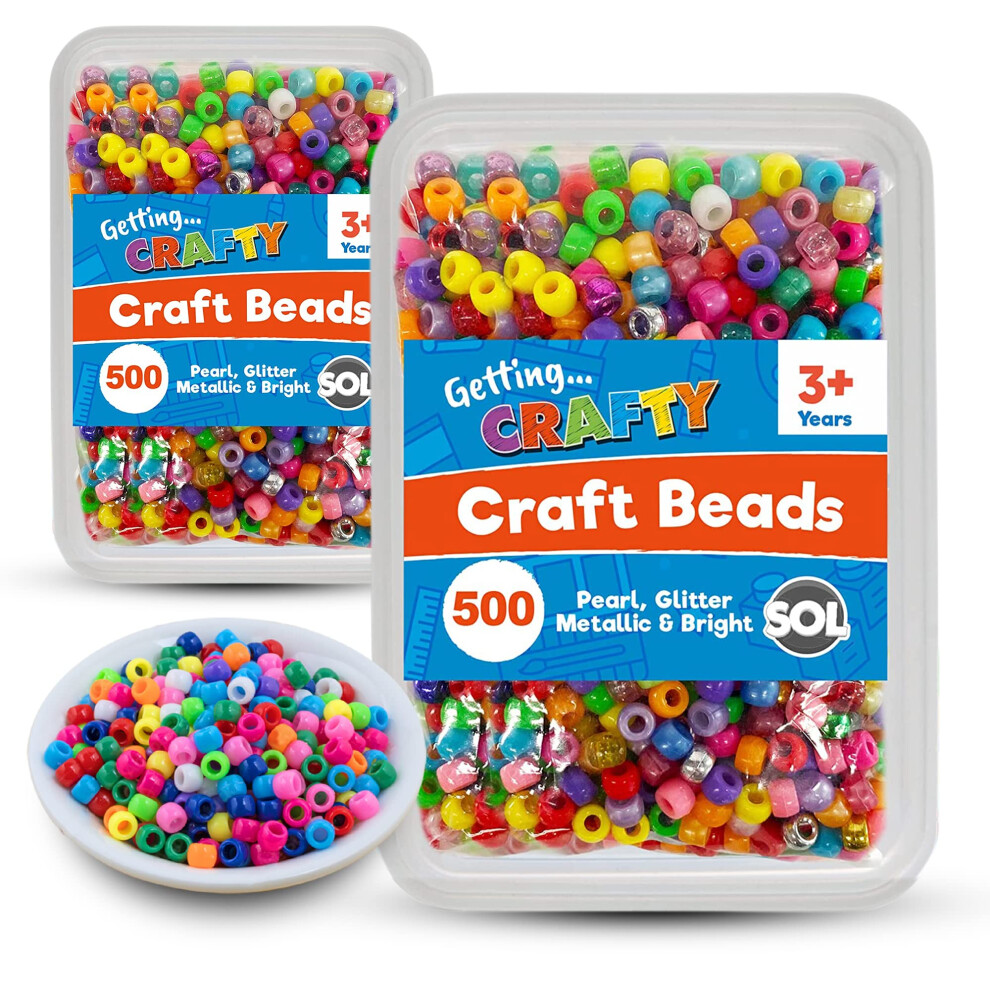 Sol 1000Pcs Pony Beads | Beads For Jewellery Making | Kandi Beads | Hair Beads For Braids | Small Plastic Beads | Beads For Crafting | Colourful Beads |