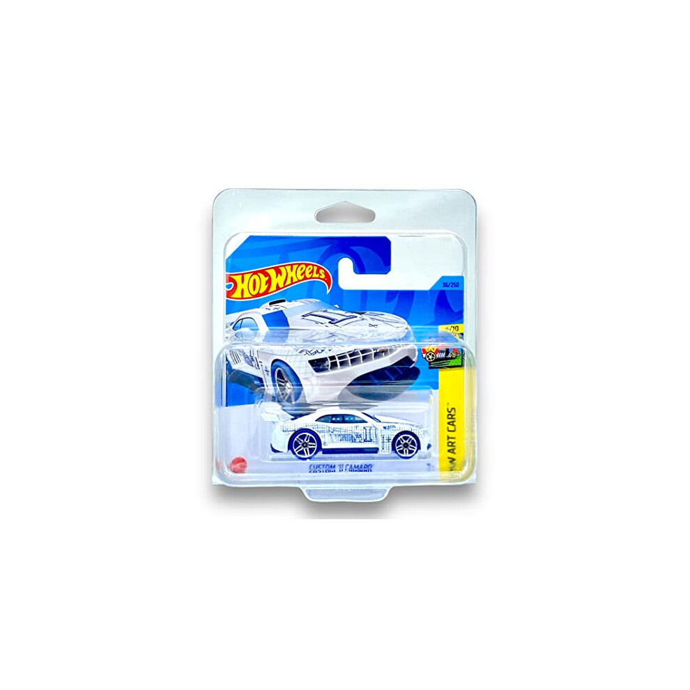 Custom '11 Camaro (White & Blue) 4/10 HW Art Cars - 2023-36/250 (Short Card) - COMES IN A KLAS CAR KEEPER PROTECTIVE COLLECTORS CASE - HKK17