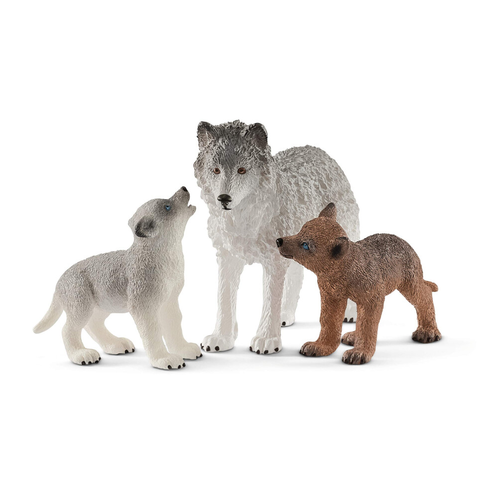 42472n Mother wolf with pups Wild Life Toy Figurine for children aged 3-8 Years