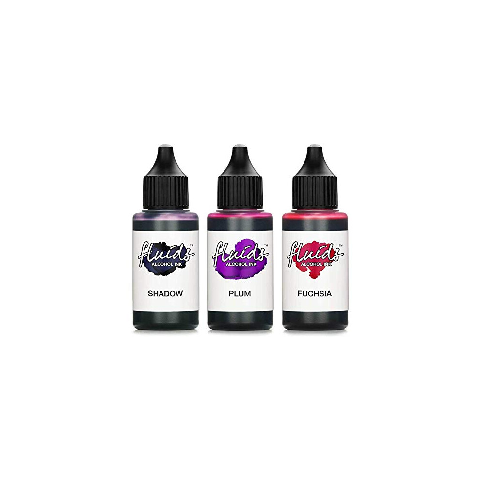 Octopus 3X 30Ml Fluids Alcohol Ink Set Shadow, Plum, For Fluid Art And Resin Art, Epoxy Resin, Epoxy Fuchsia
