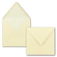 Square Envelopes 16 x 16 cm in Vanilla (Cream) – Envelopes with White Silk Lining – Envelopes without Window and with Get Seal – for Wedding and