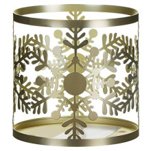 (YANK6) Snowflake Frost Candle Holder, Metal, Gold, 11 cm