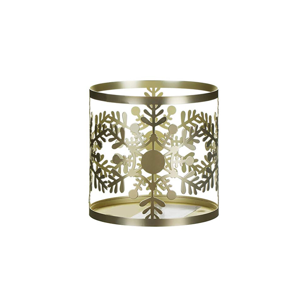 (YANK6) Snowflake Frost Candle Holder, Metal, Gold, 11 cm