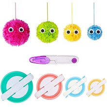 Pom pom Maker, 4 Sizes Pom-pom Maker Fluff Ball Weaver Needle Craft DIY Wool Knitting Craft Tool Set for Beginner (5)