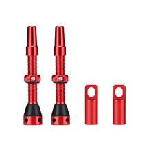 Tubeless Presta Valve Stem, Aluminum Alloy Stems with Value Core Remover Tool and Valve Stem Caps Fit Most Bicycle Tubeless Rims (Red, 40MM, Pair)