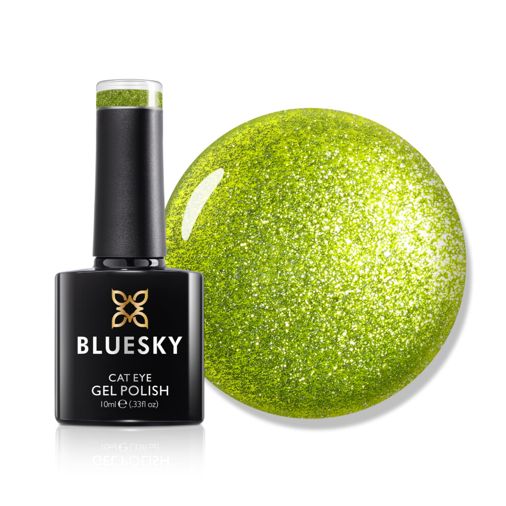 Bluesky Cat Eye Gel Nail Polish 10Ml, Citrine Glow - Lsd02, Soak-Off Gel Polish For 21 Day Manicure, Professional, Salon & Home Use, Requires Curing Green