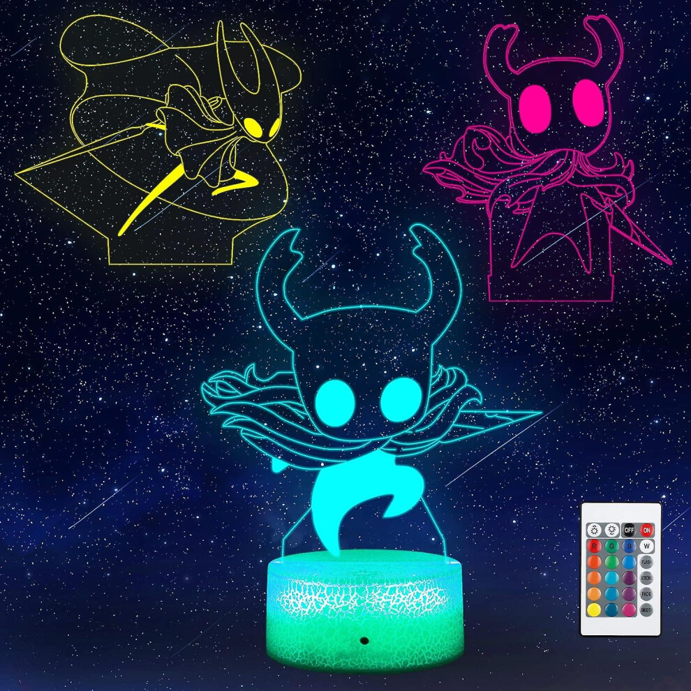 Shen Hollow Knight 3D Night Illusion Lamp Color Changing Led Acrylic Rgb S For Bedroom Valentine's Day Gift Led S, Kid Bedroom Decor Light