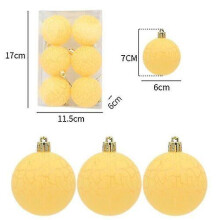 (yellow) 6x Christmas Tree Balls Baubles Xmas Tree Hanging Ornament Home Party Decoration Blue