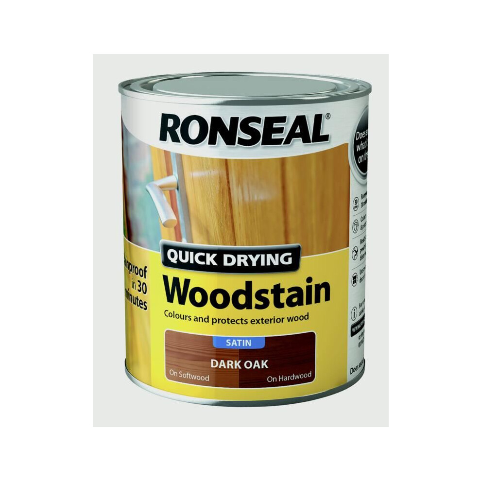 Ronseal - Quick Drying Woodstain Satin 750ml - Dark Oak