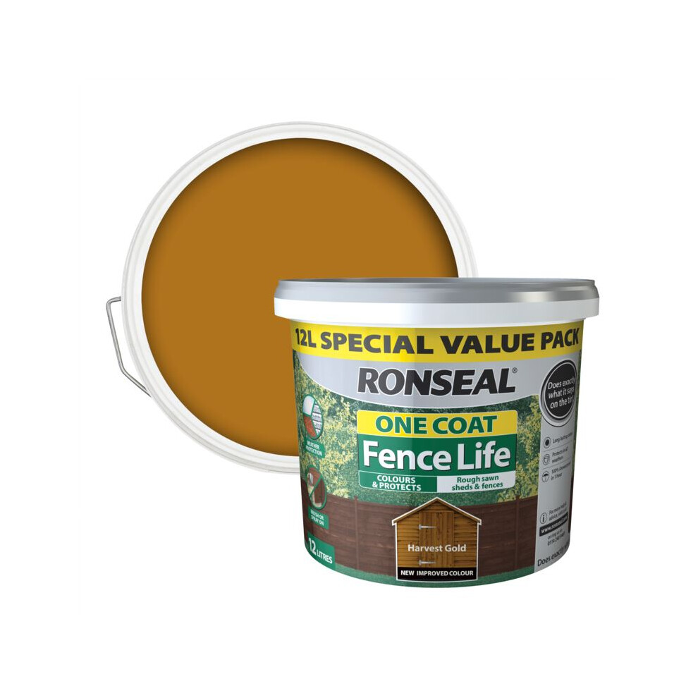 Ronseal - One Coat Fence Life 12L - Harvest Gold