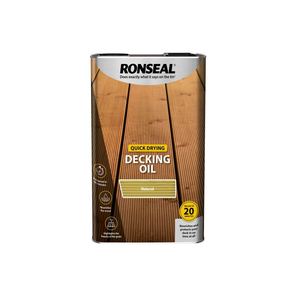 Ronseal - Quick Drying Decking Oil 5L - Natural